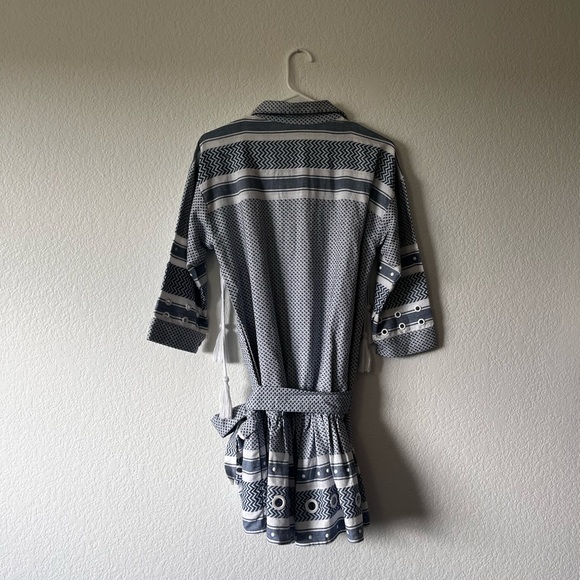 Dodo Bar Or Eviyatar Romper Revolve Grommet Detail Pockets Loose Fit Blue White - Picture 5 of 7